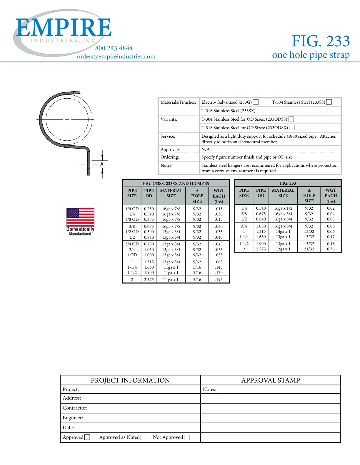 1-Hole Pipe Strap, 2 in Pipe, 2-3/8 in OD, Carbon Steel, Electro-Galvanized - Specification Sheet