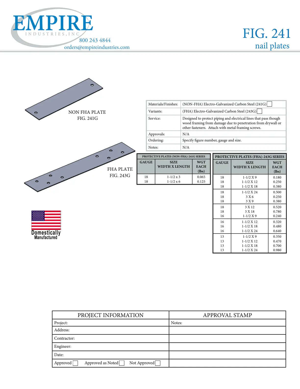 Non FHA Protective Nail Plate, 1-1/2 in W, Carbon Steel, Electro-Galvanized - Specification Sheet