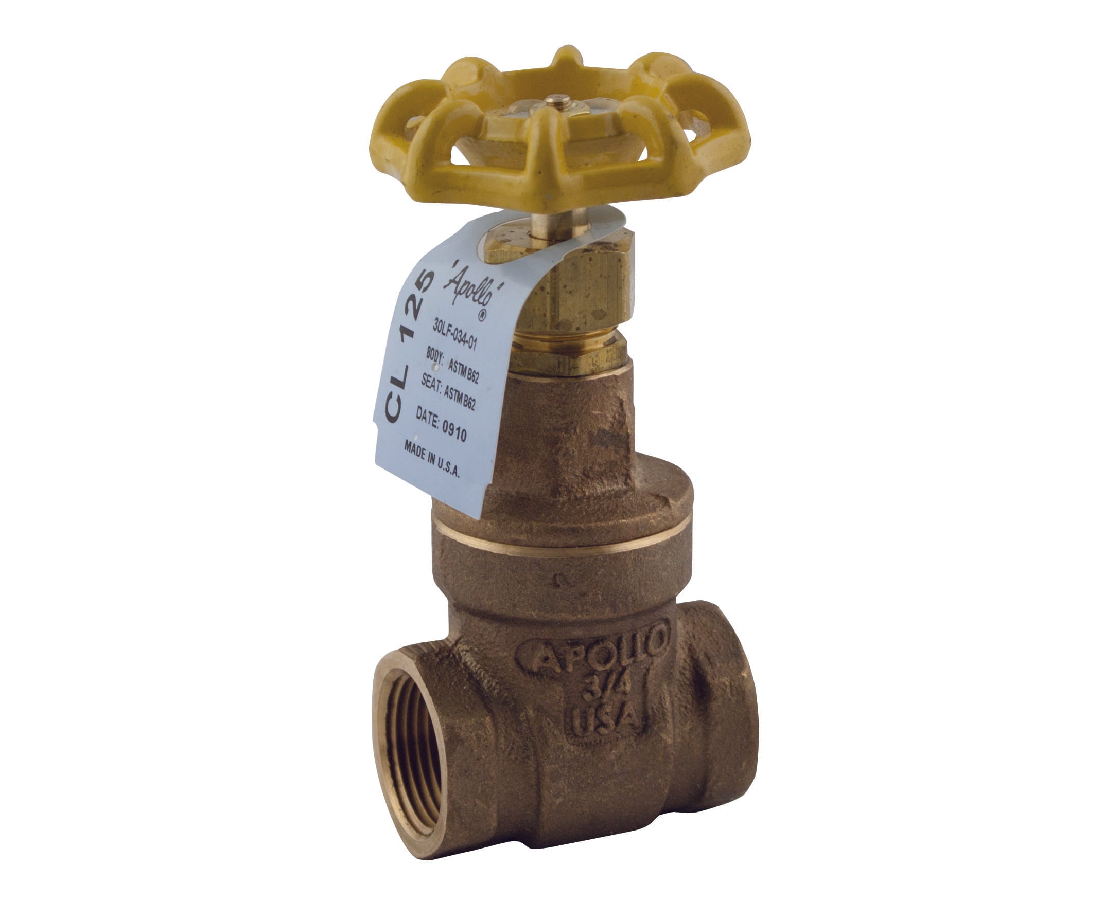 1" Gate Valve NRS, Lead-Free Bronze  CL 125,  Press Ends Apollo Model 102T-LF, 30LF-035-01PR