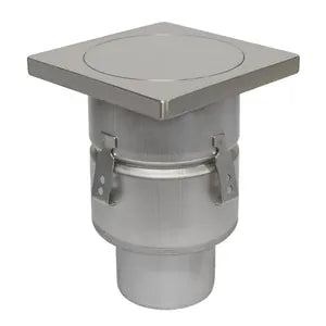 8"(200) Square Top - Gastight Floor Drain - 4"(110) Pipe- Bottom Outlet - BFD-614