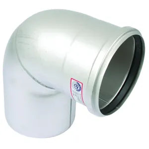 Blucher® 820.090.125 S, B5-90-316 Type 820.090 87.5 deg Bend, 125 mm Nominal, Push-Fit End Style, 316/316L Stainless Steel