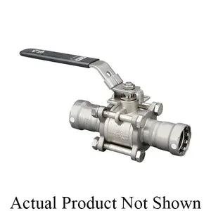 MegaPress® 86410 Model 5975.8 3-Piece Ball Valve, 1 in Nominal, Press End Style, 316 stainless steel Body, Full Port, FKM/PTFE Softgoods, Import