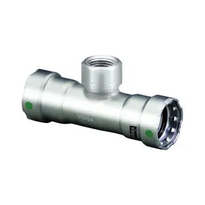MegaPress® 90180 Tee, 3/4 x 3/4 x 1/2 in, Press x Press x FNPT, 316 Stainless Steel, Import - (Only sold in box quantities of 5)