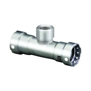 MegaPress® 95180 Tee, 3/4 x 3/4 x 1/2 in, Press x Press x FNPT, 304 Stainless Steel, Import - (Only sold in box quantities of 5)