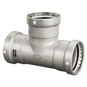 MegaPress® 98455 Model 6818XL Reducing Tee, 2-1/2 x 2-1/2 x 2 in Nominal, Press End Style, 316 Stainless Steel