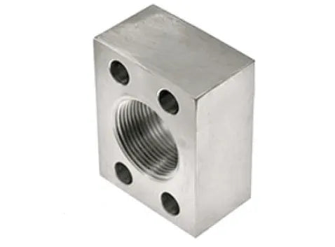 NPTF Threaded Flange, Smooth Flat Face (no O-Ring Groove), Stainless Steel, 1/2"" NPTF x 1/2"" Code 62, no Bolts or O-Rings Included - W45-8-8-SS