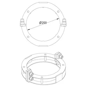 Blucher® 847.001.200 PC Series, PC-8 Peak Pressure Pipe Clamp, 8 in Pipe, 304 Stainless Steel, Pickling/Passivation