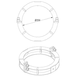 Blucher® 847.001.250 PC Series, PC-10 Peak Pressure Pipe Clamp, 10 in Pipe, 304 Stainless Steel, Pickling/Passivation