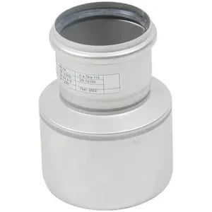Blucher® 850.075.110 CS CI-316, CI-4x3-316 Concentric Increaser With EPDM Sealing Ring, 3 x 4 in Nominal, Push-Fit Socket End Style, 316/316L Stainless Steel, Import