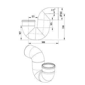 Blucher® PT-6 P-Trap, 160 mm Outlet, Stainless Steel