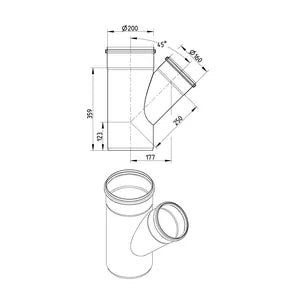 Blucher® W8x6-45-316 Pipe Oblique Branch, Fitting/Connector: Wye, 200 mm Nominal, Stainless Steel