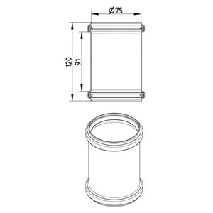 Blucher® DSC-3-316 Double Slip Coupling, 75 mm Outlet Nominal, Stainless Steel