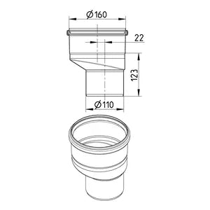 Blucher® ER-4x6-316 Pipe Eccentric Reducer, 110 x 160 mm Nominal, Stainless Steel