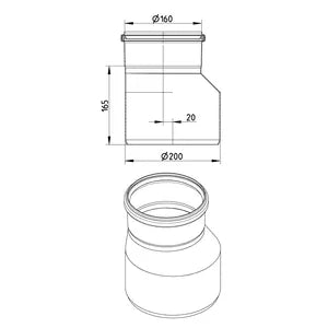 Blucher® EI-8x6-316 Pipe Eccentric Increaser, 200 x 250 mm Nominal, Stainless Steel