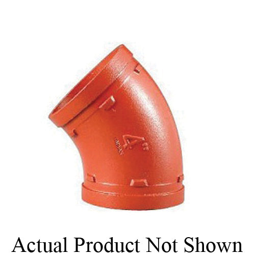 SHURJOINT® SJ7111125G Regular Radius 45 deg Elbow, 1-1/4 in, Grooved, Ductile Iron, Hot Dipped Galvanized, Import