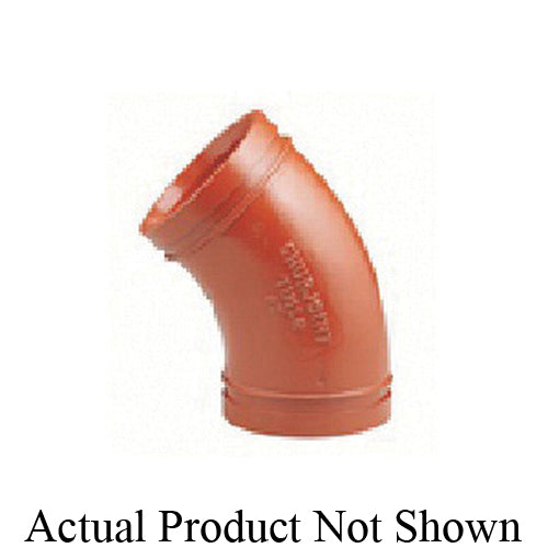 SHURJOINT® SJ7111LR5P Long Radius 45 deg Elbow, 5 in, Grooved, Ductile Iron, Painted, Import
