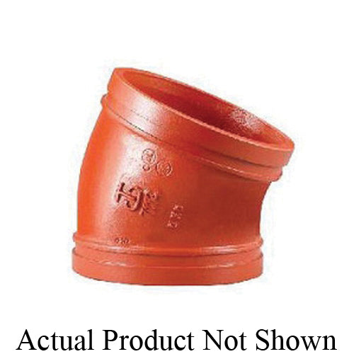 SHURJOINT® SJ71123G Model 7112 22-1/2 deg Elbow, 3 in Nominal, Grooved End Style, Ductile Iron, Hot Dipped Galvanized, Import