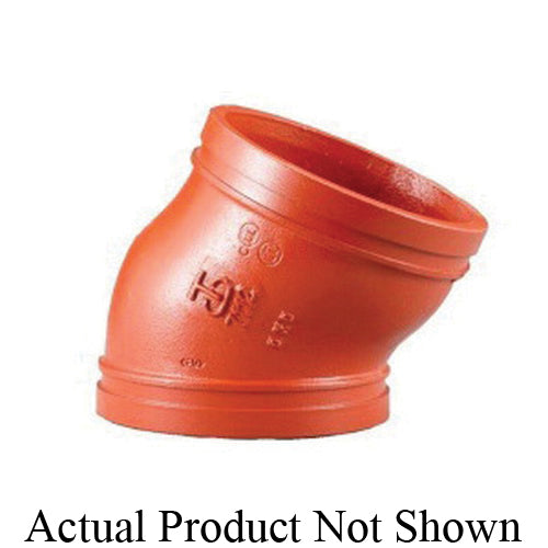 SHURJOINT® SJ711215PGN Model 7112G Goose Neck 22-1/2 deg Elbow, 1-1/2 in Nominal, Grooved End Style, Ductile Iron, Painted, Import