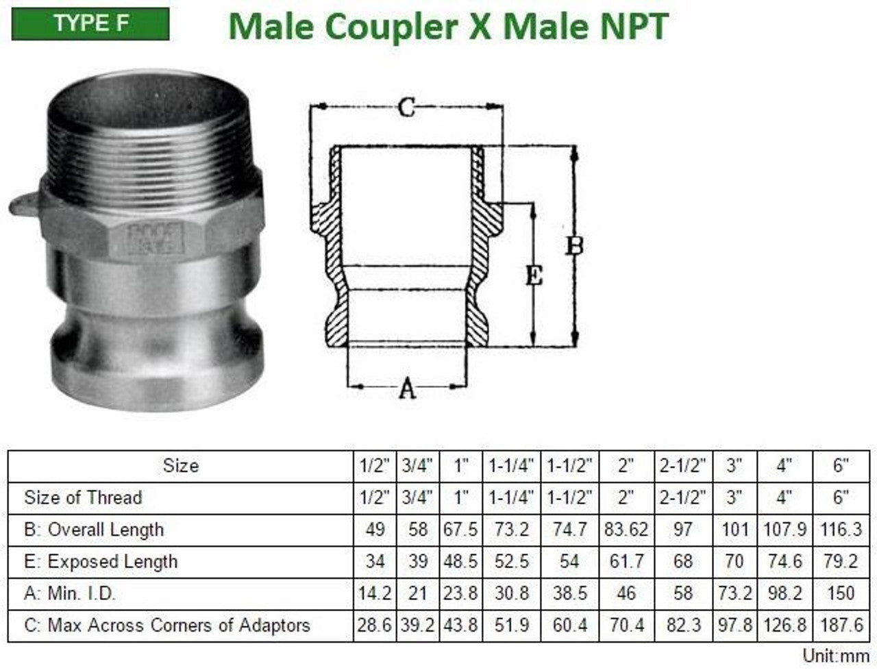 Stainless Steel Camlock Type-F
